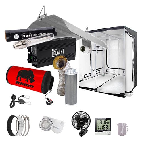 LUMii Black 600W HPS Complete Grow Kit - 2.4m x 2.4m Professional / None / Basic Add Ons - London Grow