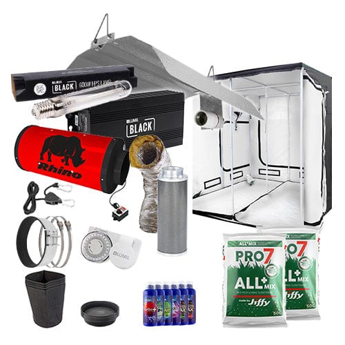 LUMii Black 600W HPS Complete Grow Kit - 2.4m x 2.4m Professional / Soil / None - London Grow