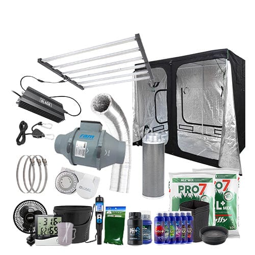 LUMii Black LED 720W Complete Grow Kit - 1.2m x 2.4m Hobby / Soil / None - London Grow