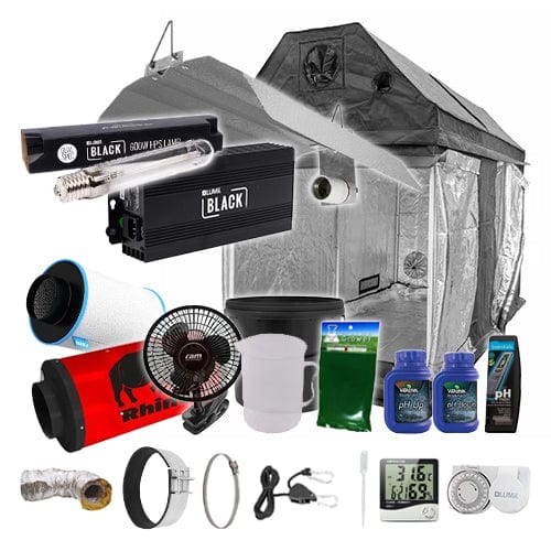 LUMii Black HPS Complete Grow Kit for Loft - 2.4m x 1.2m Silenced / No / Basic Add Ons - London Grow