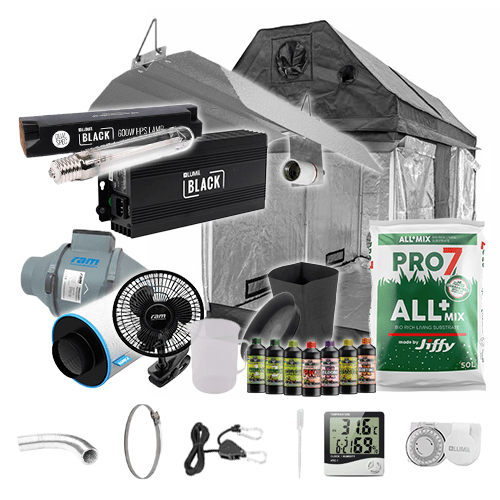 LUMii Black HPS Complete Grow Kit for Loft - 2.4m x 1.2m Non Silenced / Yes / Basic Add Ons - London Grow