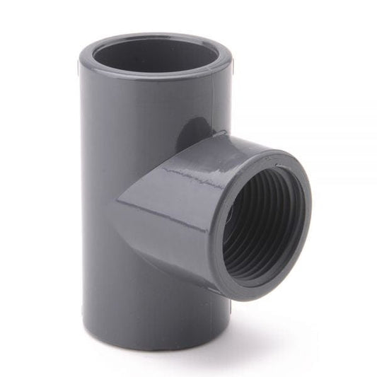 PVCu Tee 90 Plain x Threaded Branch - London Grow